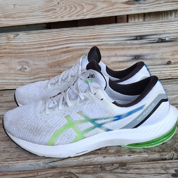 Asics Other - ASICS Gel-Pulse 13 White with Green and Blue Accents